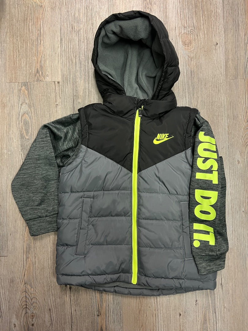 Grey Nike Hooded Puffer Jacket, 5-6Y