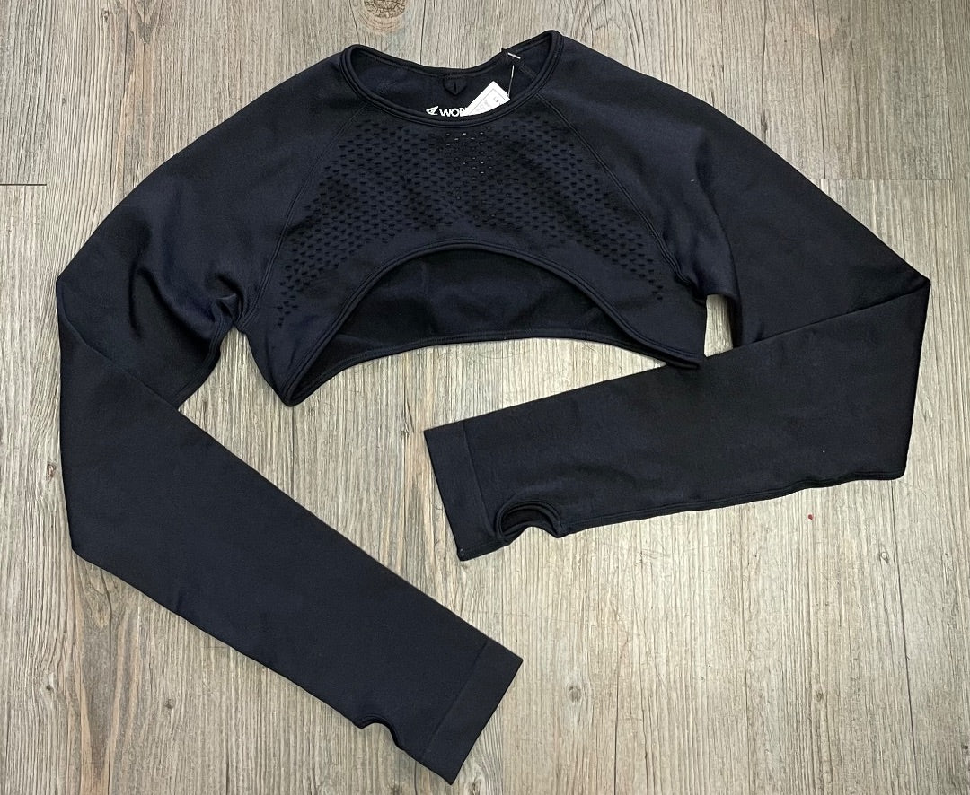 Black Workout LS Cropped Top, 2XS