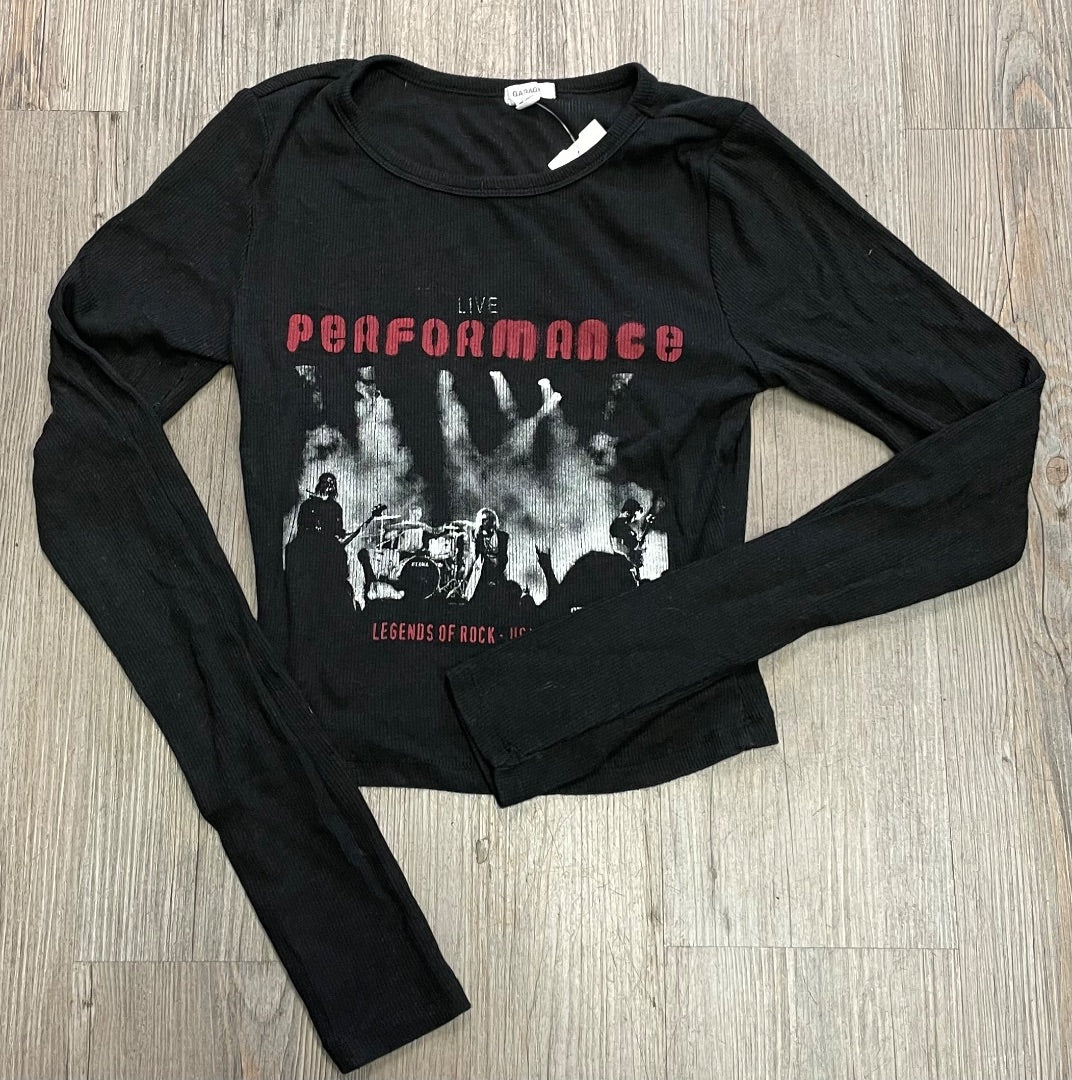 Black Garage Cropped LS Tee, 12Y