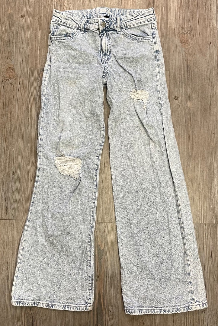 Washed Blue Art Class Wide Leg Jeans, 14Y