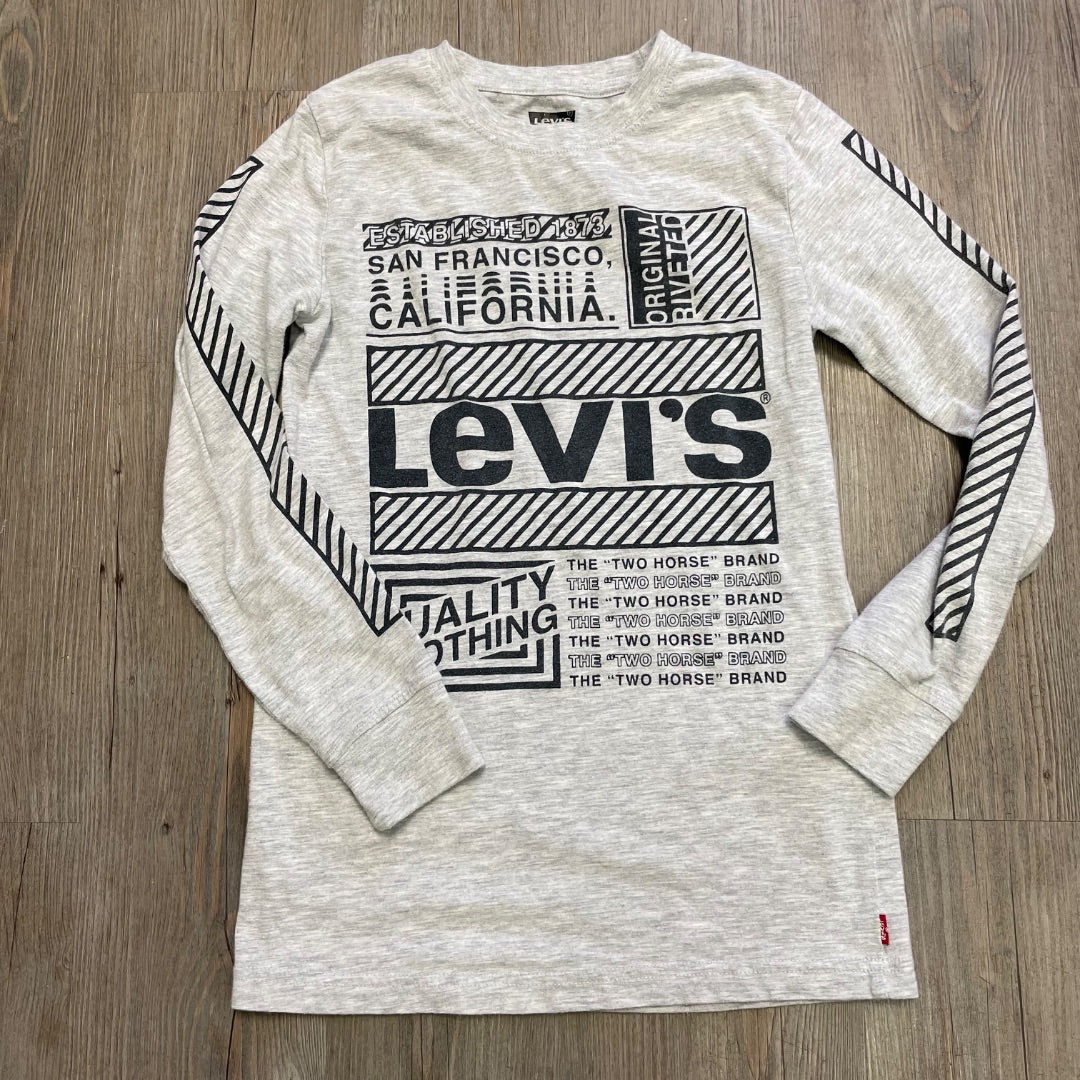 Grey Levis Pullover LS Top, 10-12Y