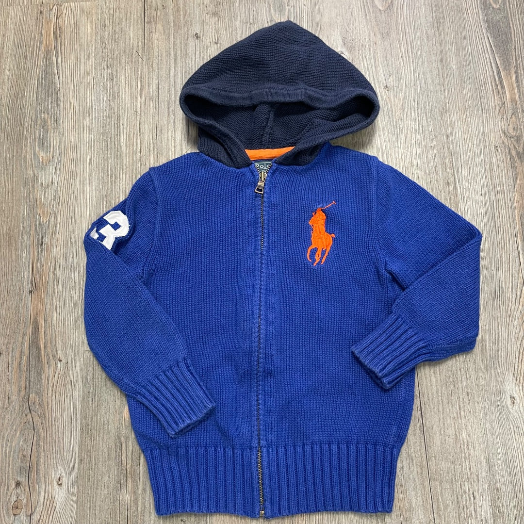 Blue Polo Ralph Lauren Zip Knit Hoodie, 5Y