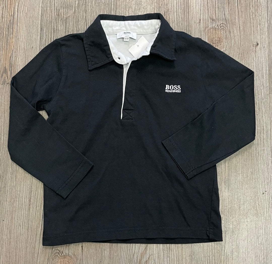Black Hugo Boss LS Polo, 5Y