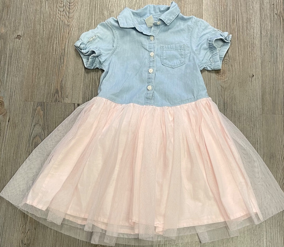 Blue/Pink Oshkosh Chambray SSL Dress, 4Y