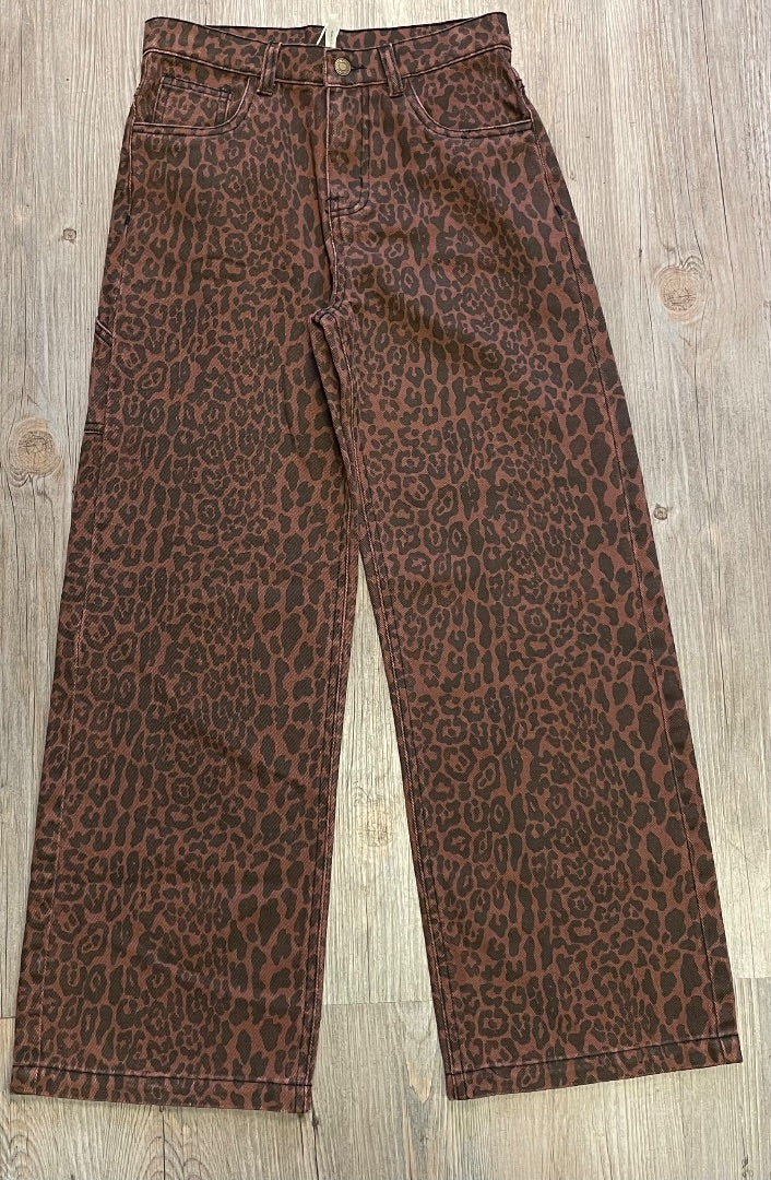 Leopard Rylee+ Cru Buggy Wide leg Denim, 12Y