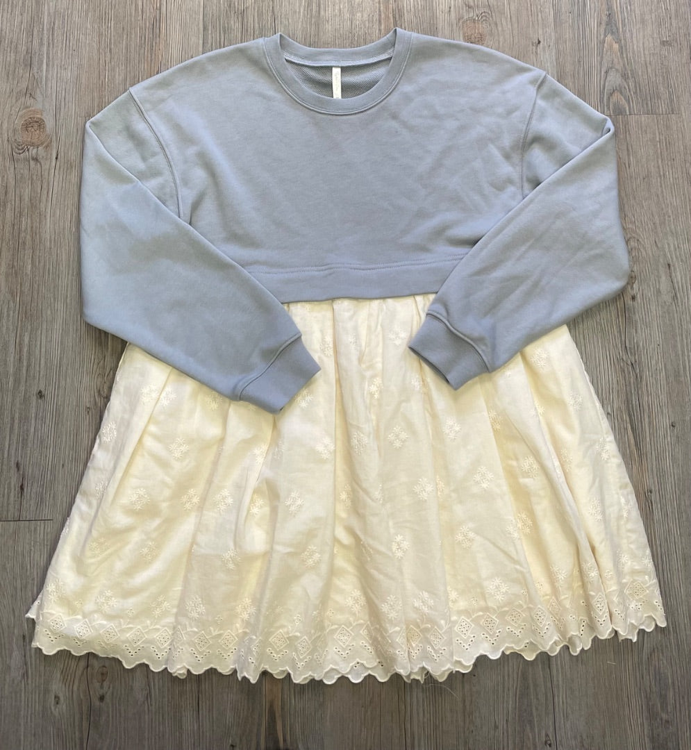 Dusty Blue Rylee+ Cru Sweatshirt LS Dress, 12Y