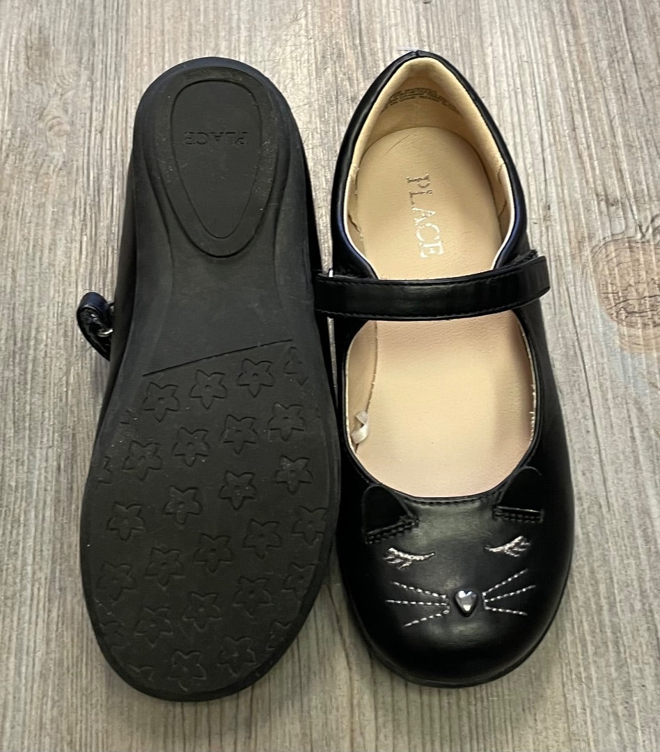 Black Childrens Place Cat Face mary Jane, 1Y