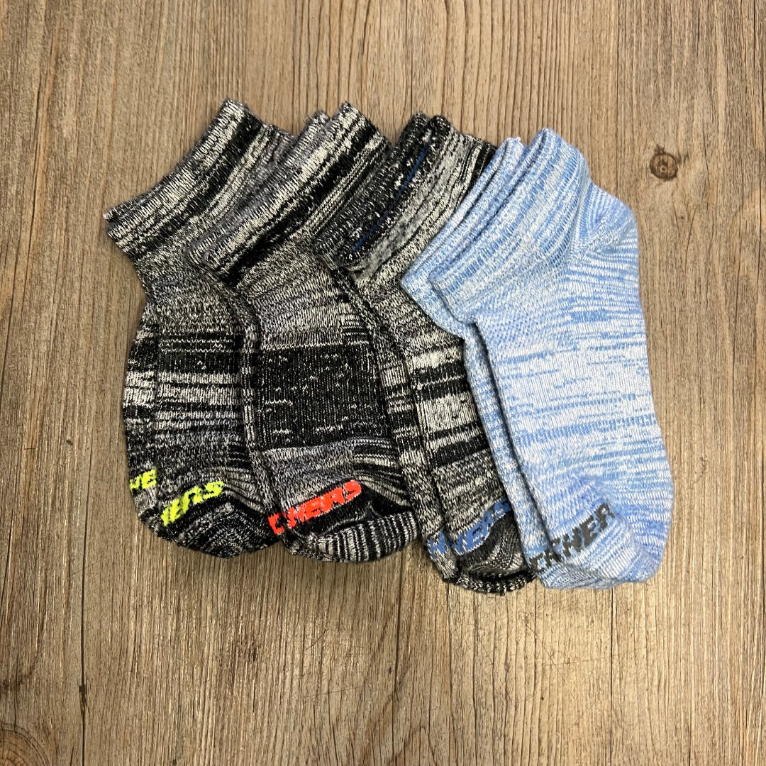 Black ,Blue Skechers 4Pairs Of Socks, 11-2Y Shoe size
