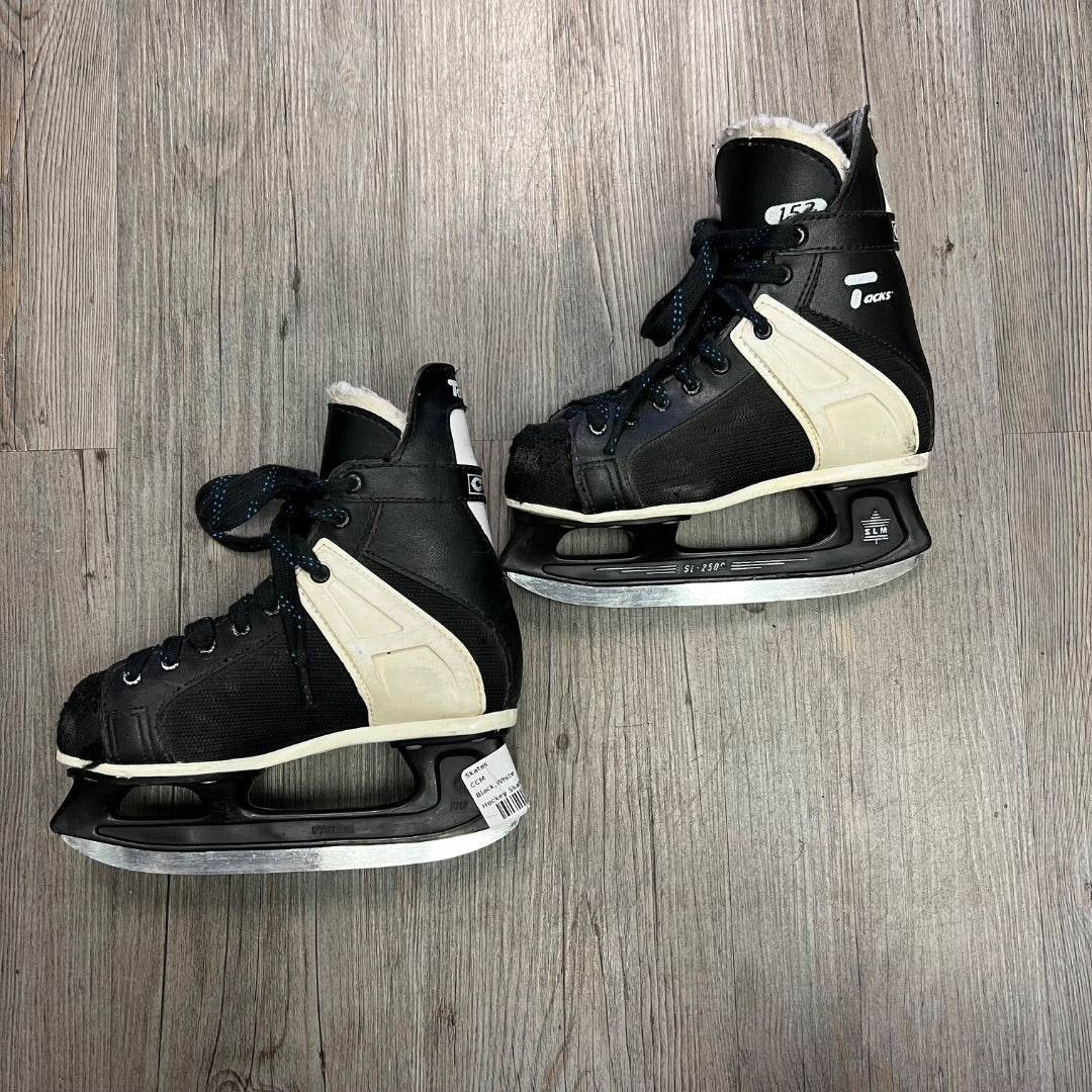 Black,White CCM Hockey Skate, 12Y