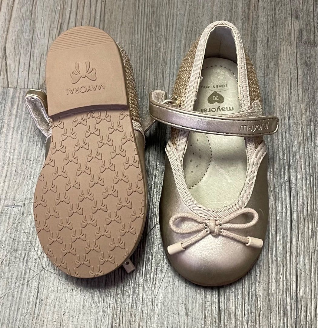 Gold Sequin Mayoral Mary Janes- Velcro, 4T