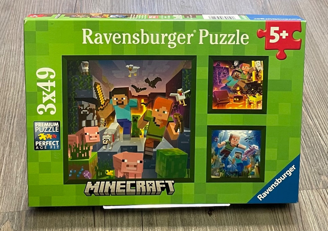 Multi Colour Ravensburger Minecraft Puzzle 3x49, 5Y+