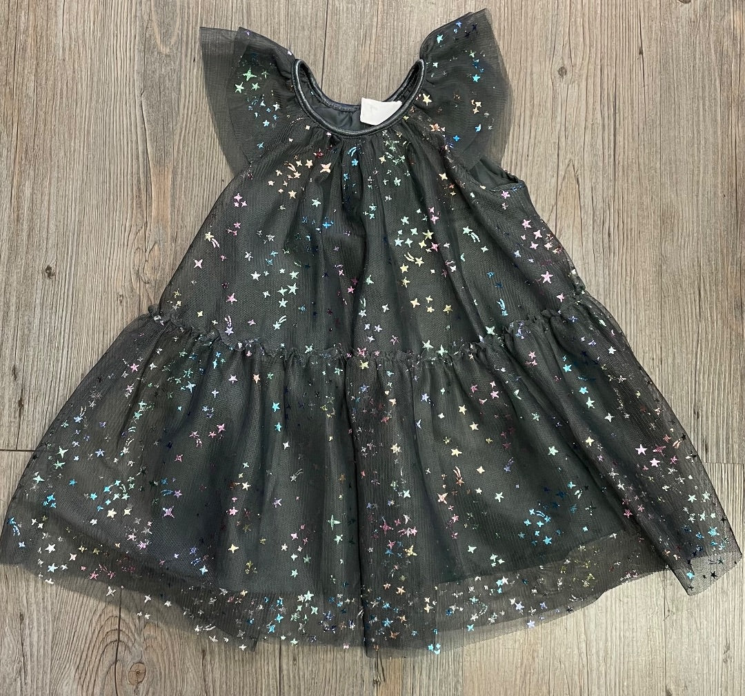 Glitter Star Grey H&M Lined Dress, 6-9M
