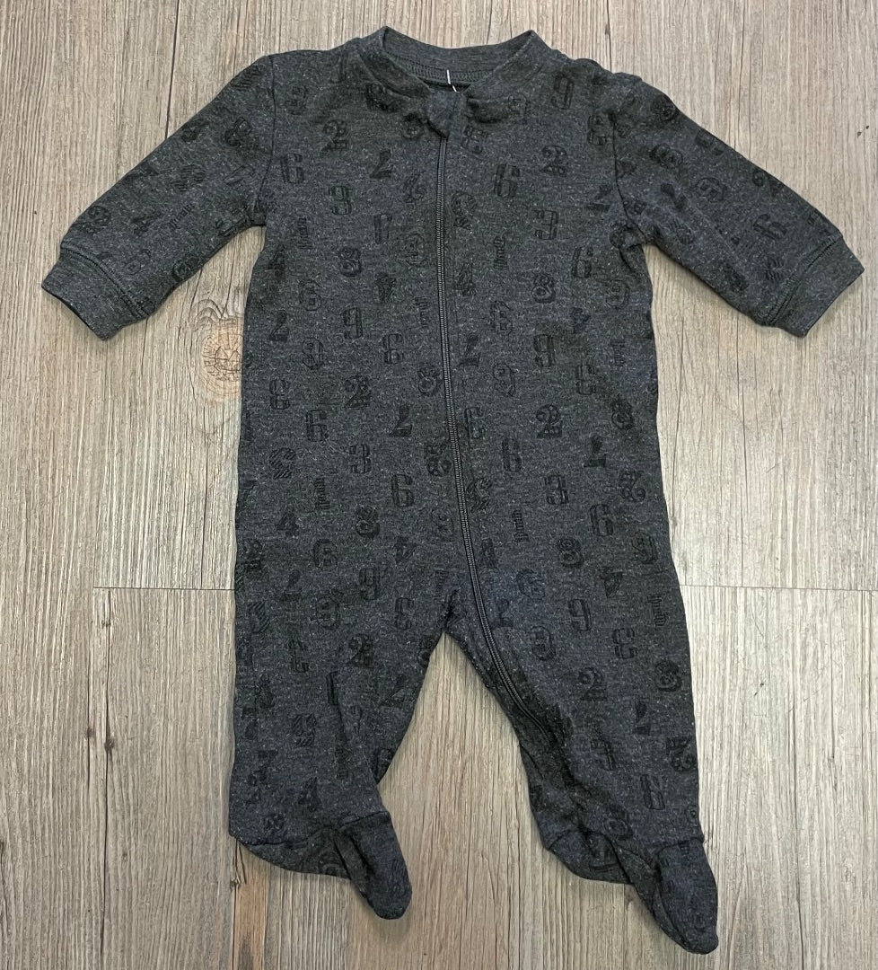 Black George PJ Onesie, 0-3M