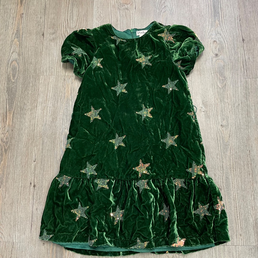 Green Hatley Velour Dress, 7Y