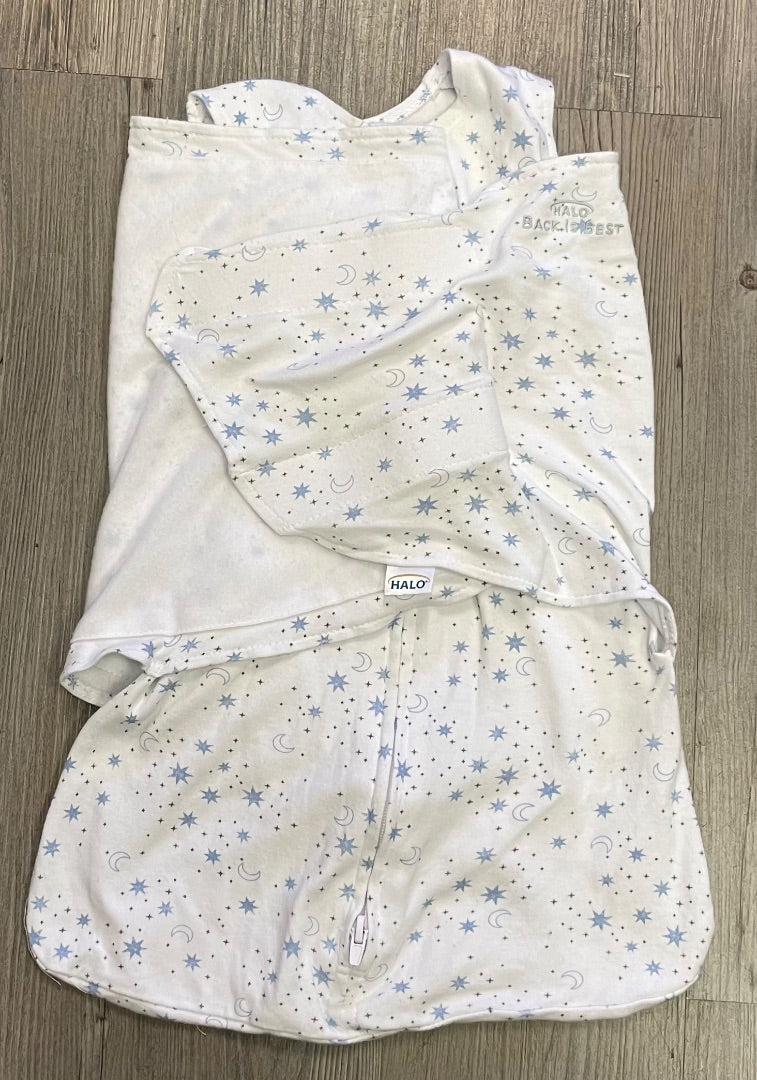 White Blue Star Halo Swaddle sleep Sack, Newborn