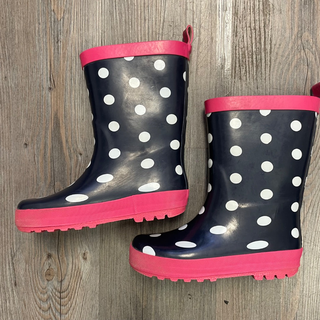 Navy Polka Dot Print Joe Fresh Rain Boots, 11Y