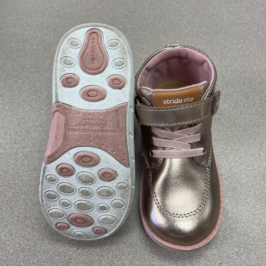 Rosegold Stride Rite Velcro Shoes, 7.5T