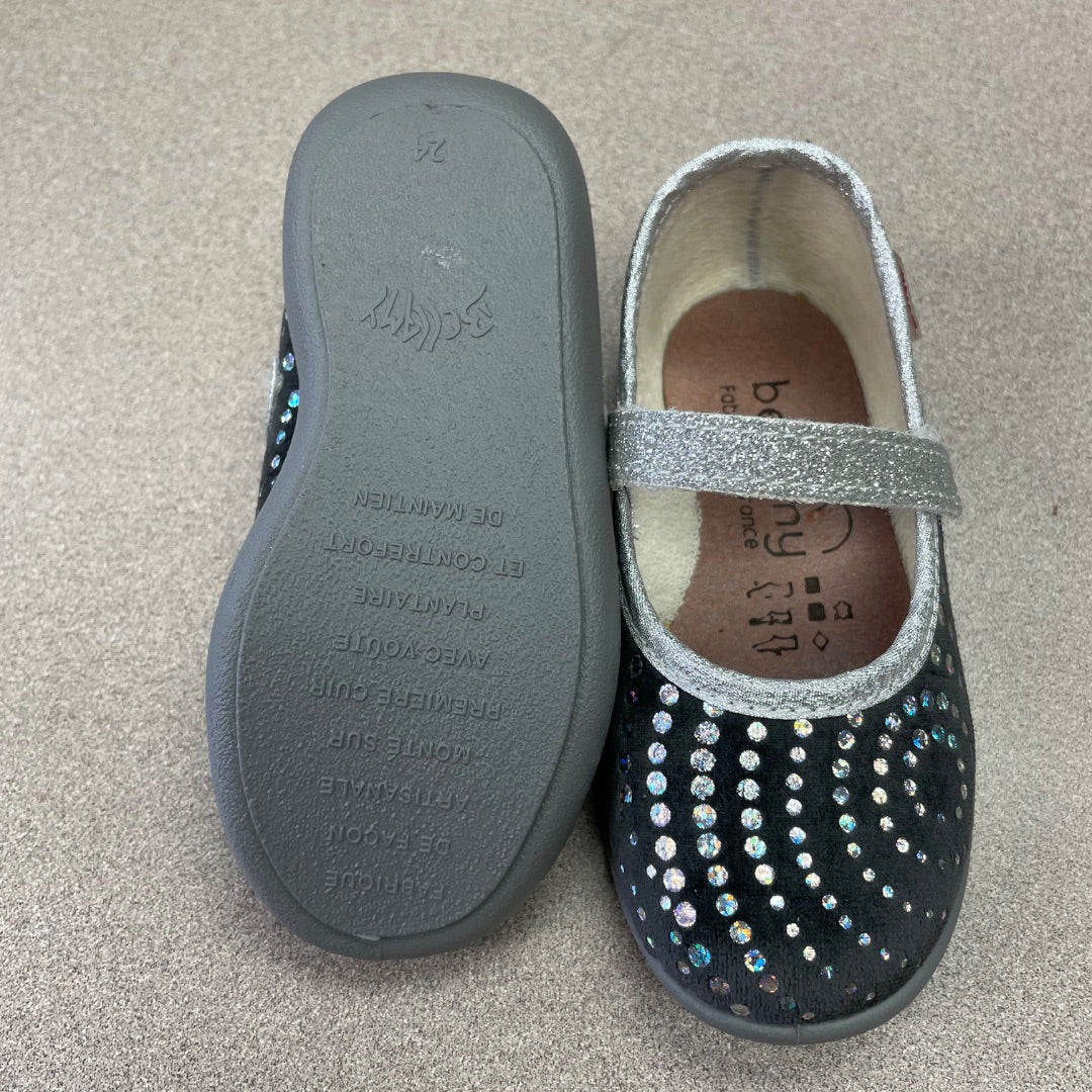 Grey Glitter BLLM Mary Jane Shoes, 7T