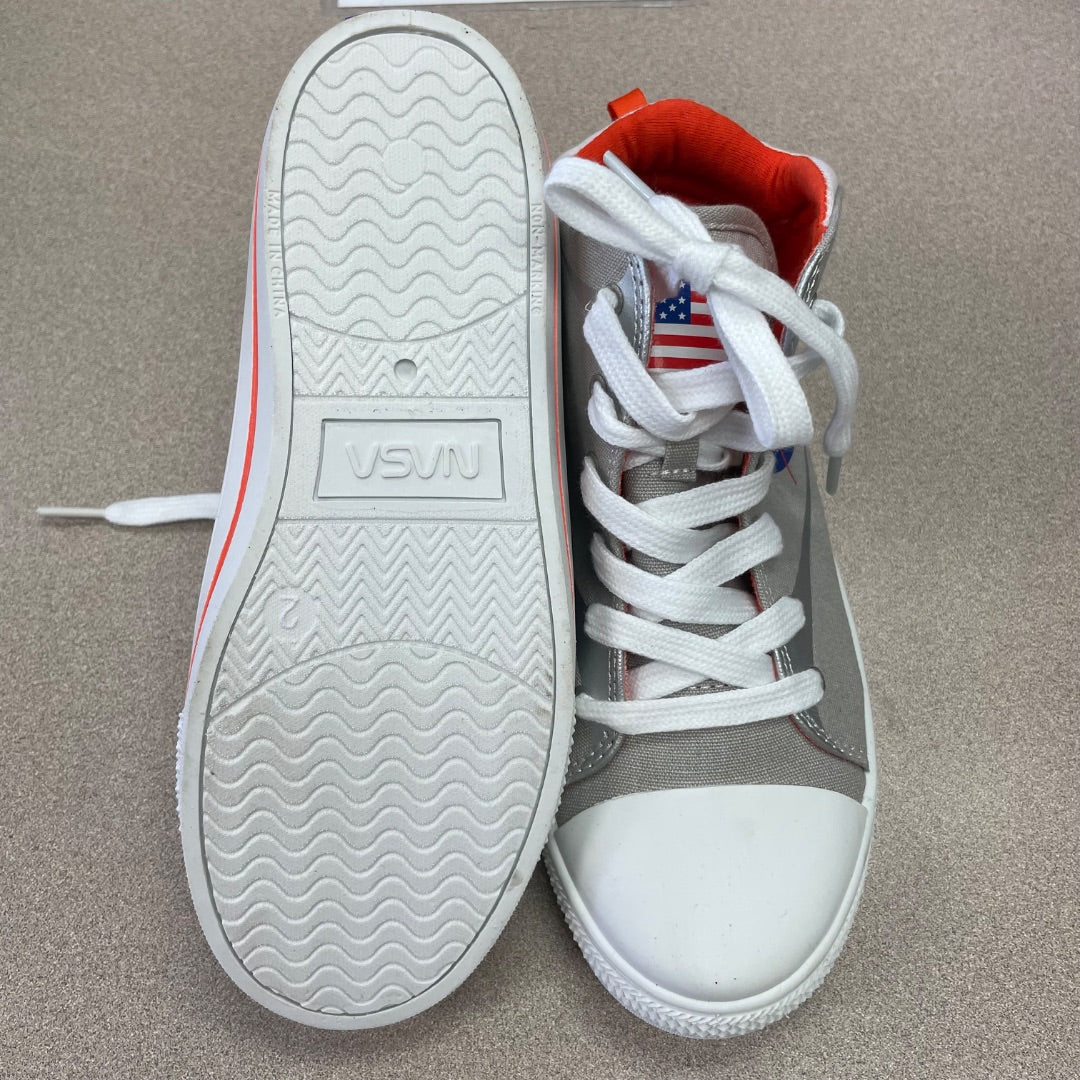 Grey White Orange Hightop Shoes, 2Y