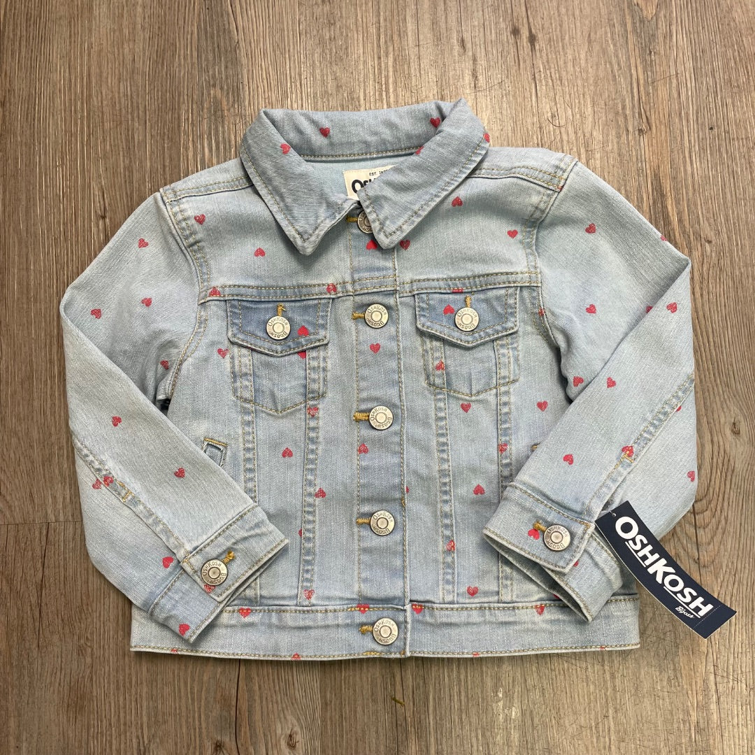 Blue, Hearts Print Oshkosh NEW Jean Jacket, 3Y