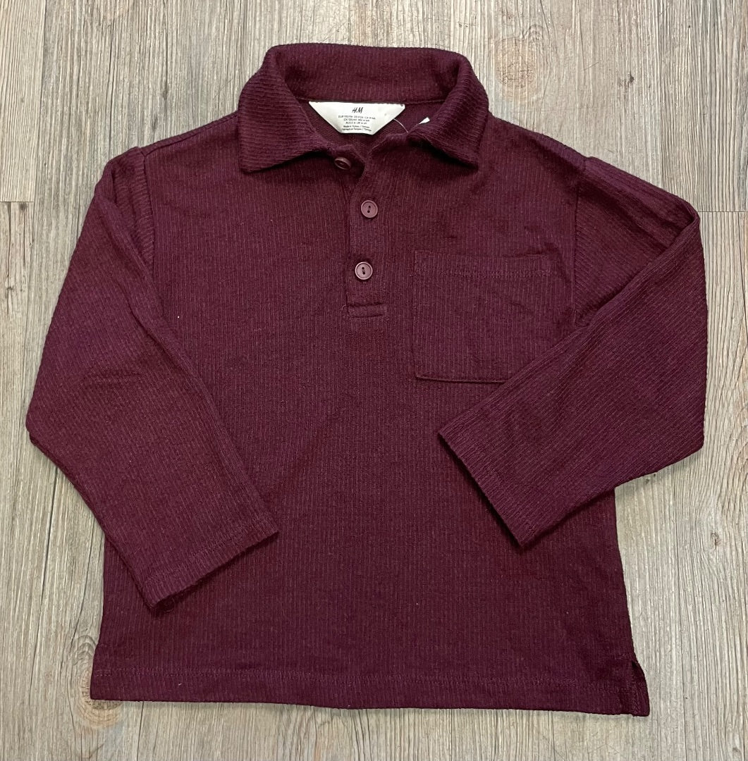 Burgundy H&M Long Sleeves Top, 4-6Y