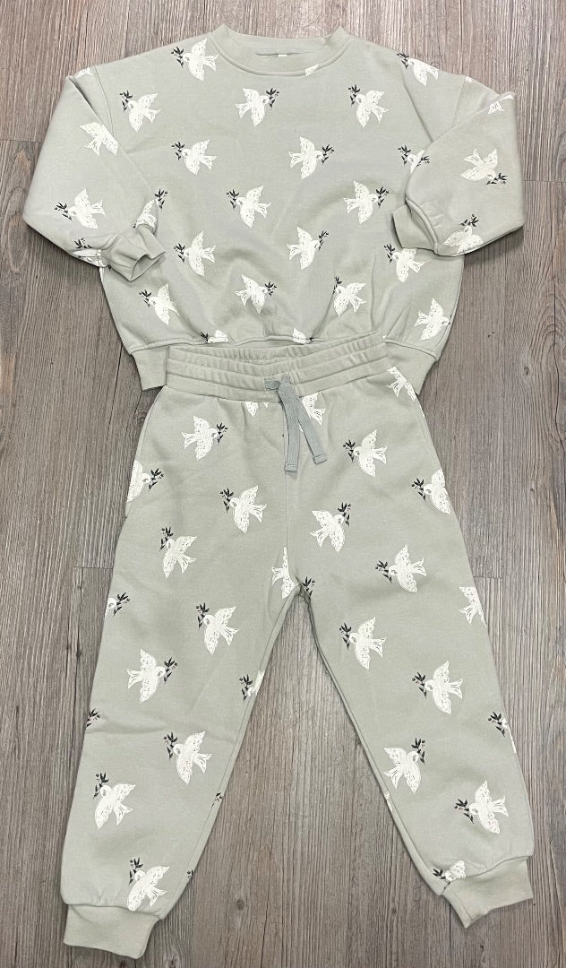Doves Pistachio Rylee + Cru Relaxed Sweatshirt + Pants, 4-5Y