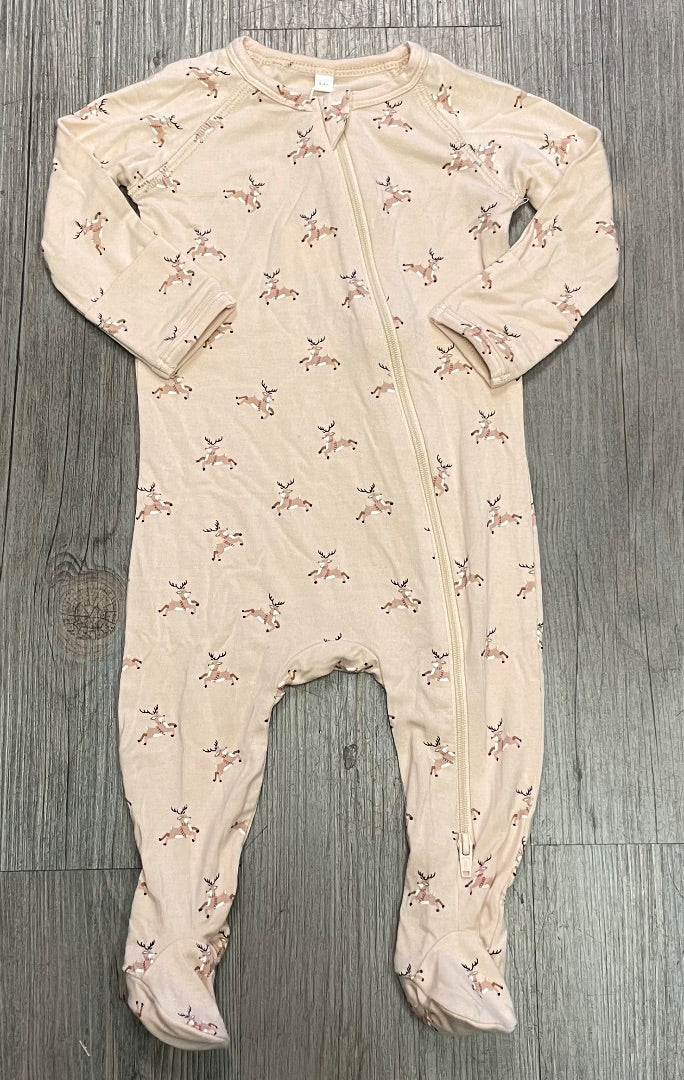 Reindeer Quincy Mae Bamboo Zip Footie, 3-6M