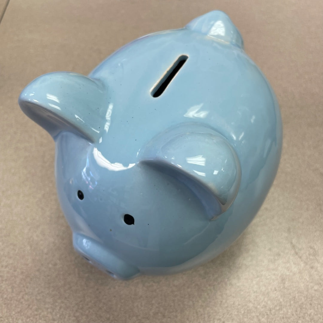 Light Blue Porcelain Piggy Bank, Pre-owned