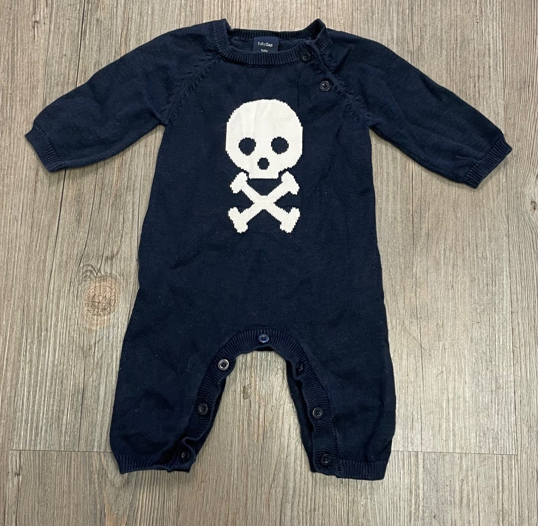 Navy Gap Knit Long Sleeves Onesie, 0-3M