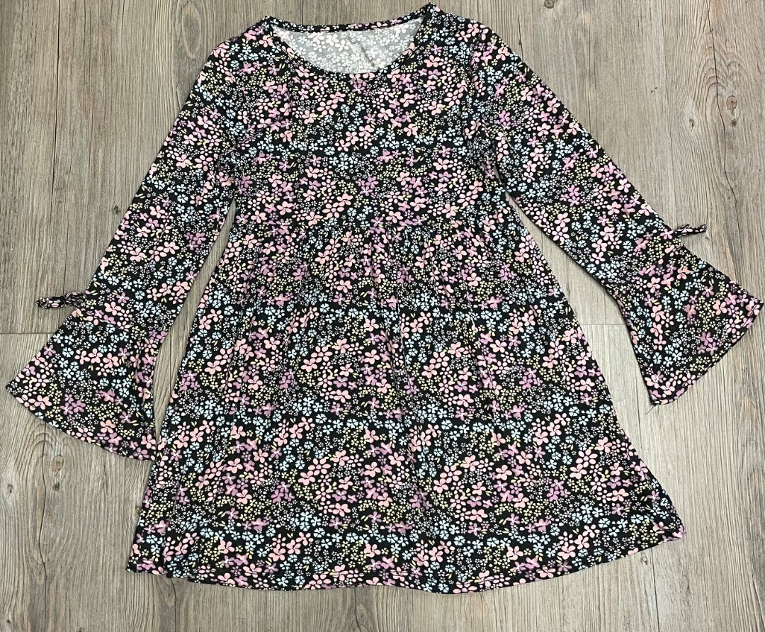 Floral Sweet Butterfly Long Sleeves Dress, 7-8Y