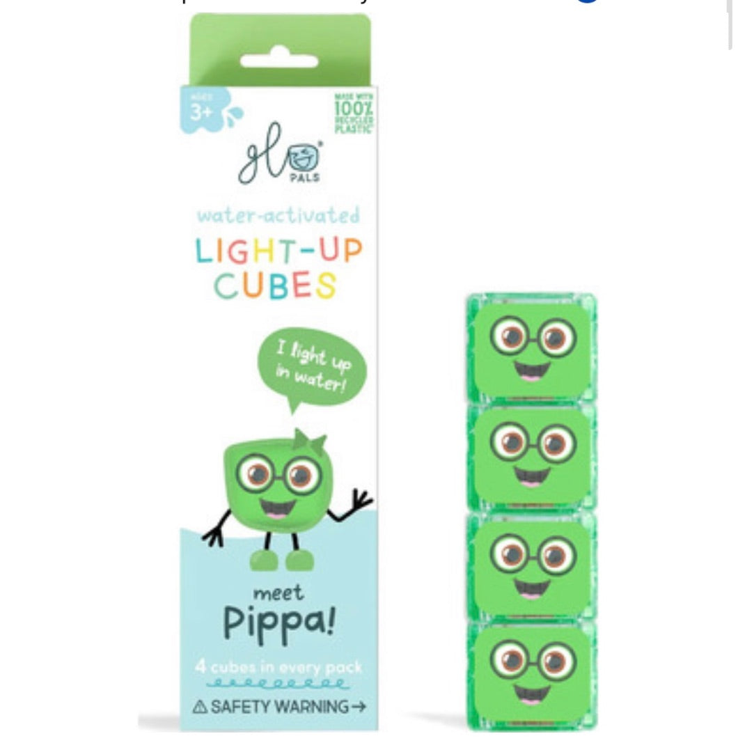 Green Glo Pals Blue Glo Pals Pippa! Light-Up Cubes, 4 Cubes Per Box