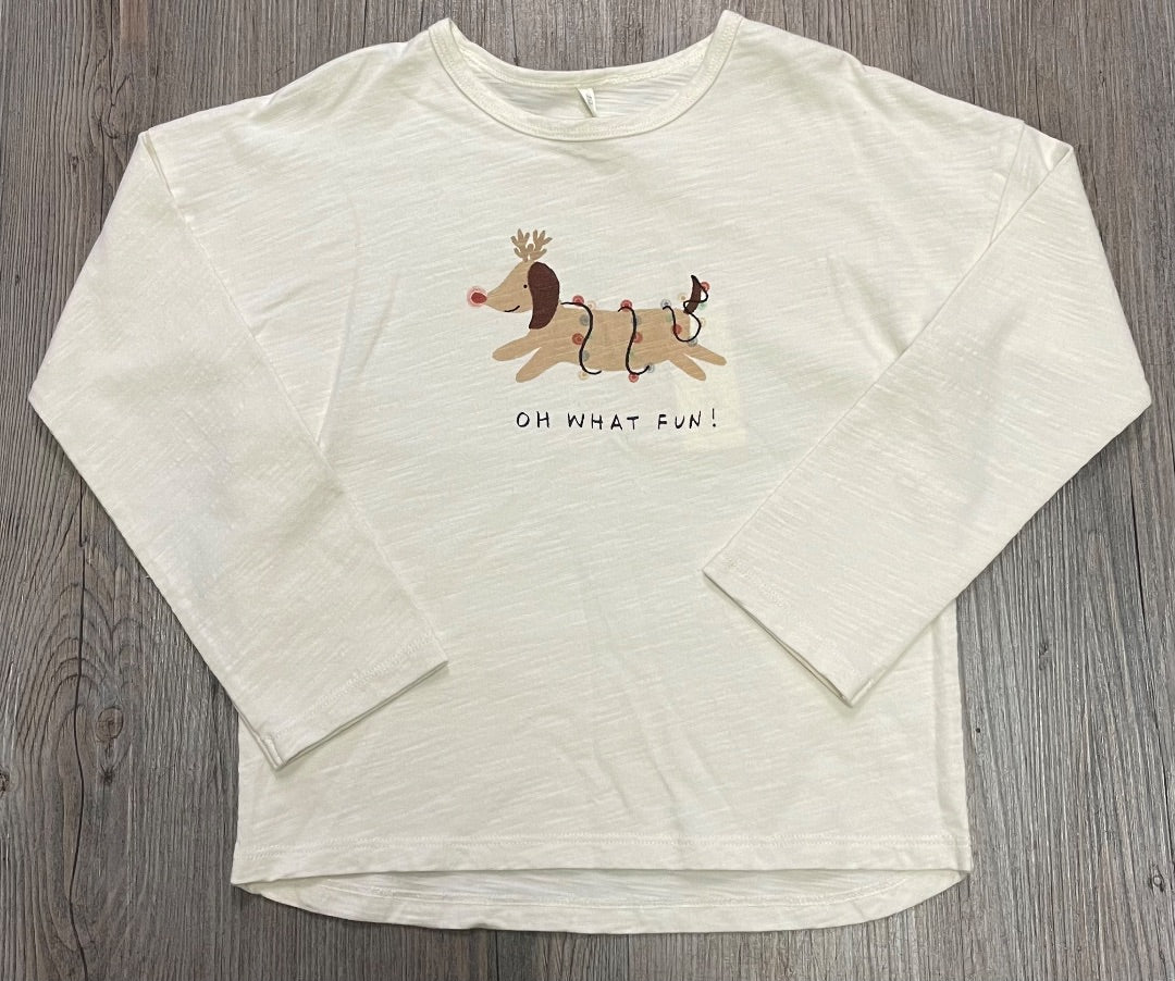 Ivory Rylee + Cru Long Sleeve tee Oh What Fun, 4-5Y