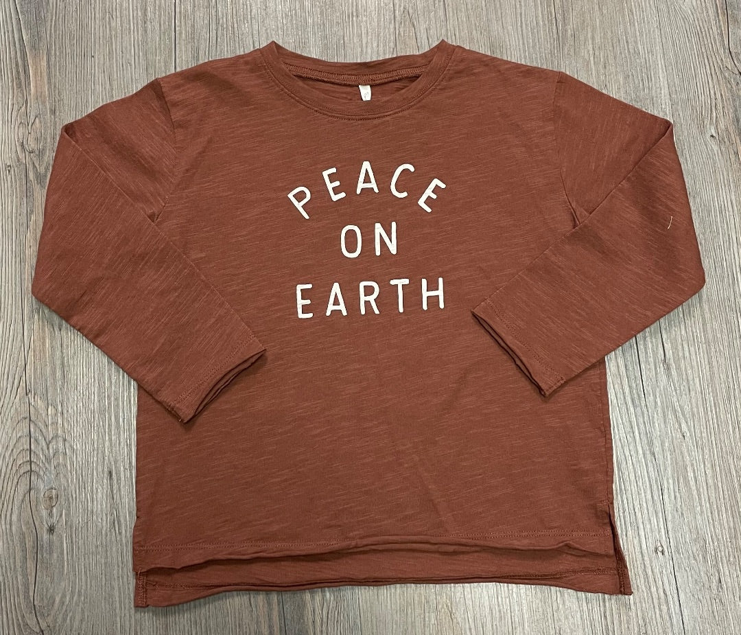 Brick Rylee + Cru Raw Edge long Sleeve Peace On Earth, 4-5Y