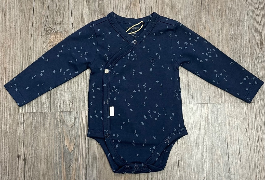 Navy Noppies Long Sleeve Romper, Newborn