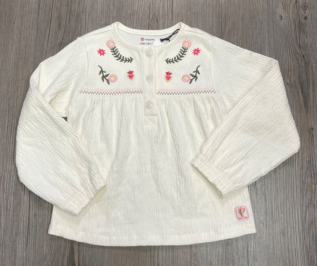 Ivory Noppies Long Sleeve Top, 4Y
