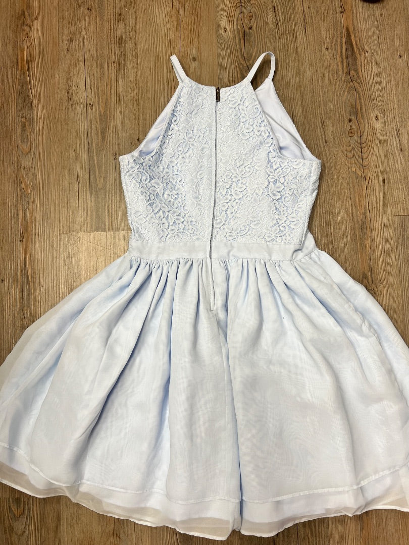 Baby Blue Calvin Klein Lace & Chiffon Sleeveless Dress, 16Y