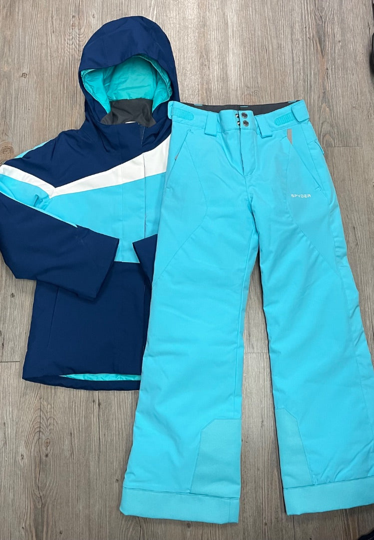 Navy , Seafoam Spyder 2Pc Ski Jacket & Pants, 10Y