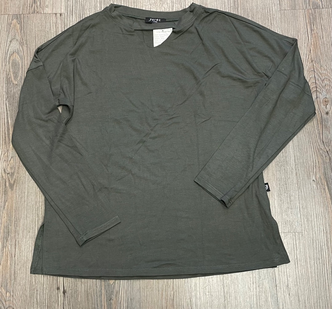 Green Terez Long Sleeve Top, 10-12Y