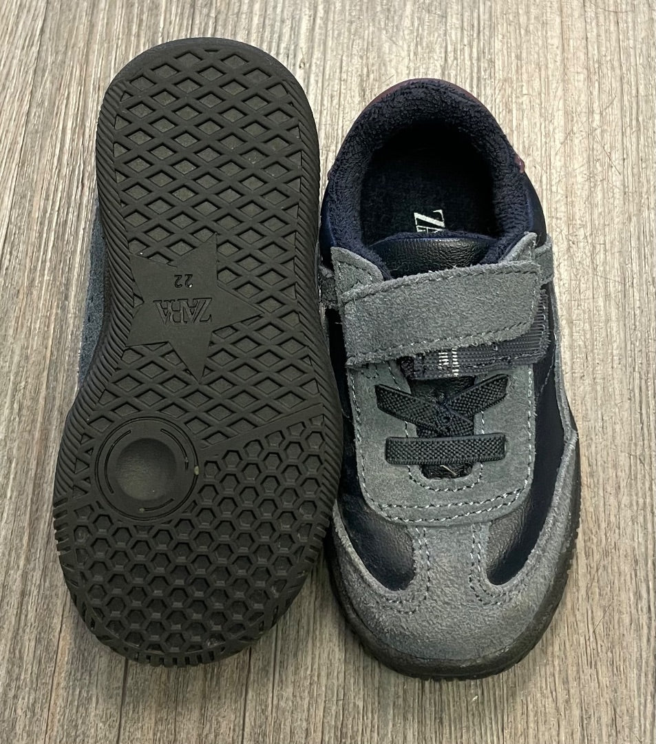Grey,Black Zara Suede Velcro Shoes, 6T