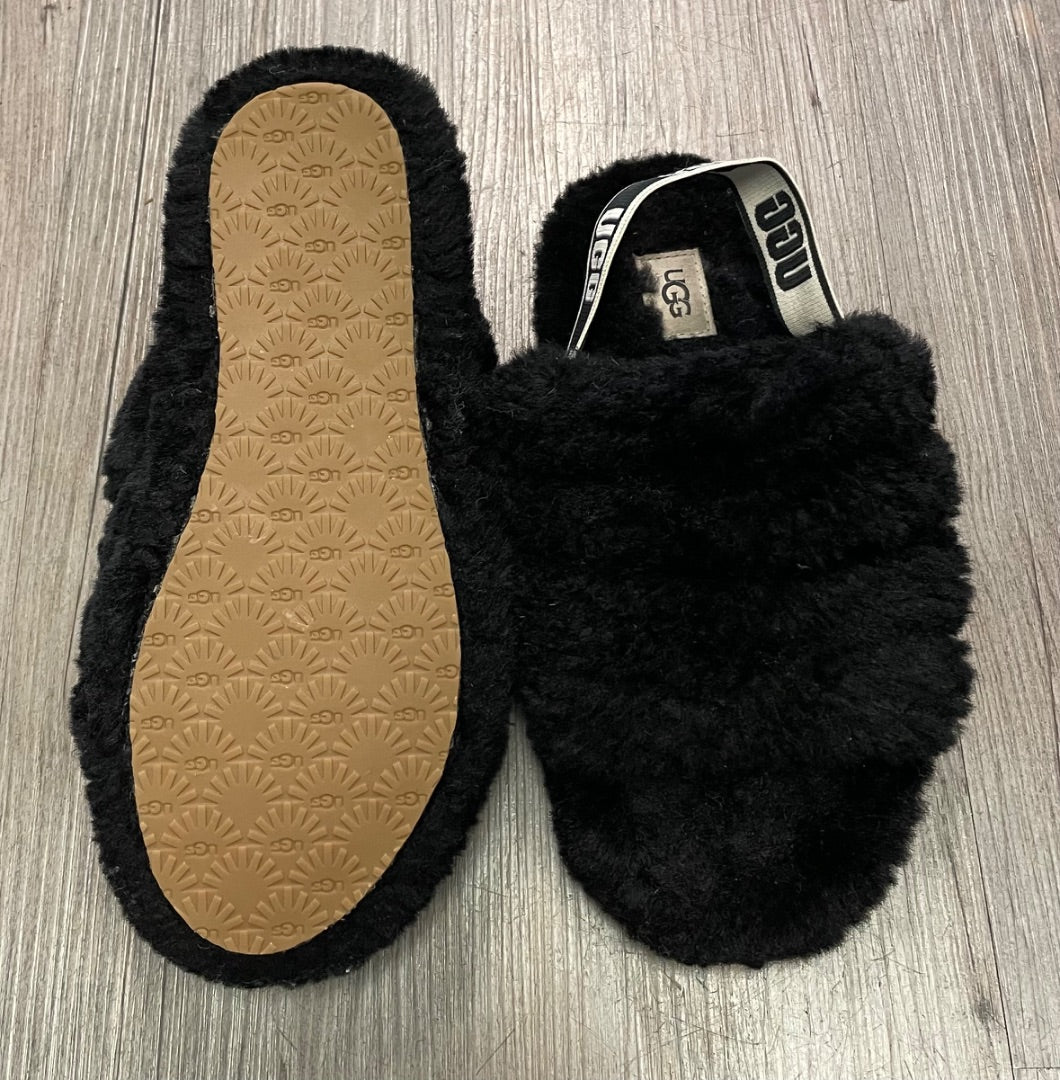 Black UGG Fluff Yeah Slides, 5Y