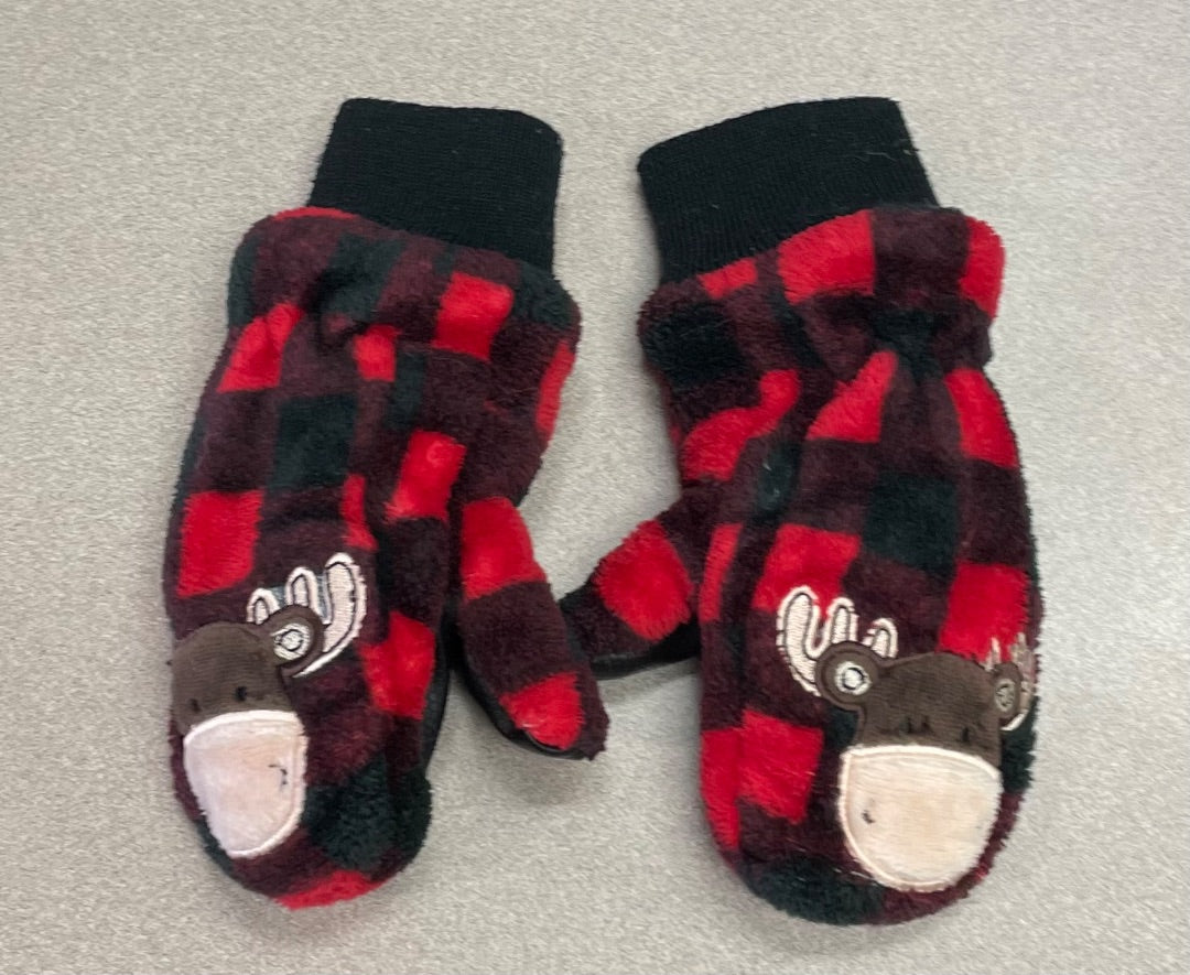 Red Fleece Mitts, 2-4Y