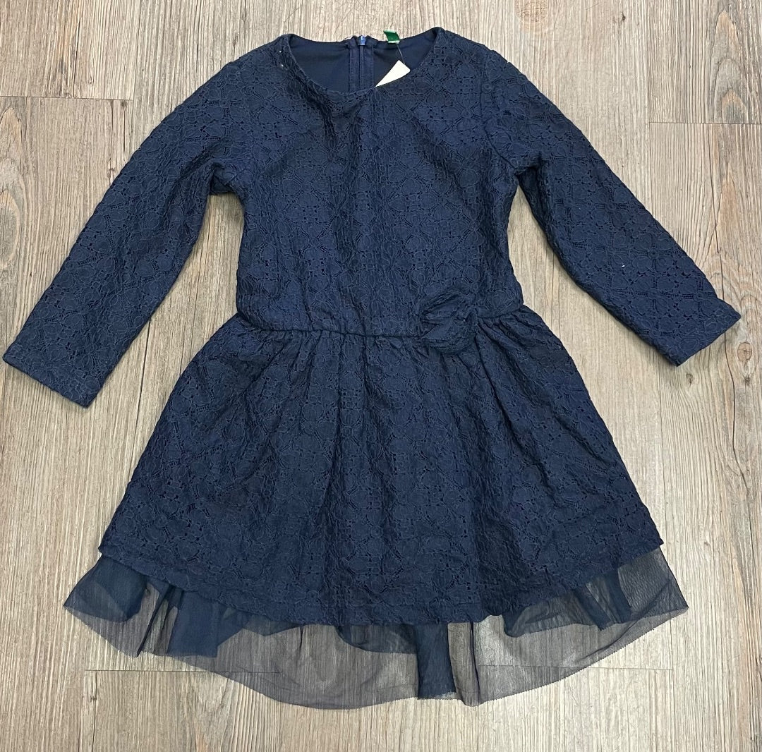 Navy United Colours Of Benetton L/S LaceDress, 2-3Y