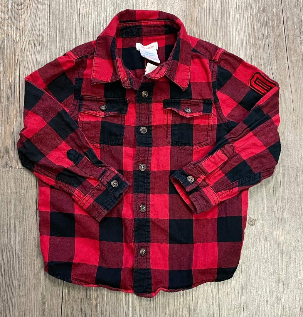 Red Plaid Joe Fresh Long Sleeves Shirt, 4Y