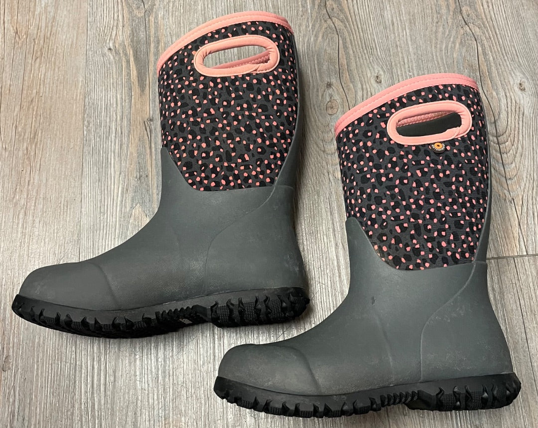 Grey,Pink Bogs Winter Boots, 1Y