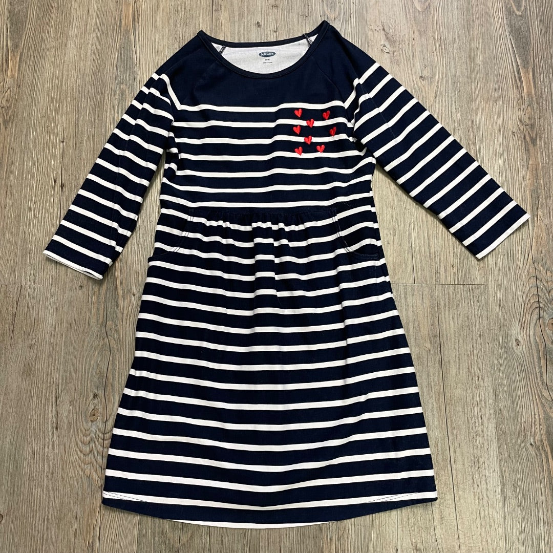 Navy Striped Old Navy LS Dress, 8Y