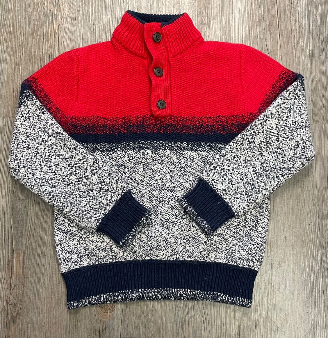Red ,Navy White Gap Knit Sweater, 10Y