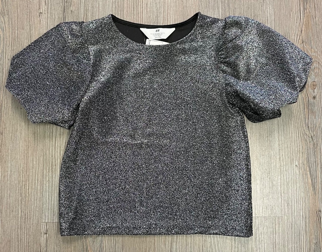 Glitter, Black H&M Glitter Short Sleeve Top, 6-8Y