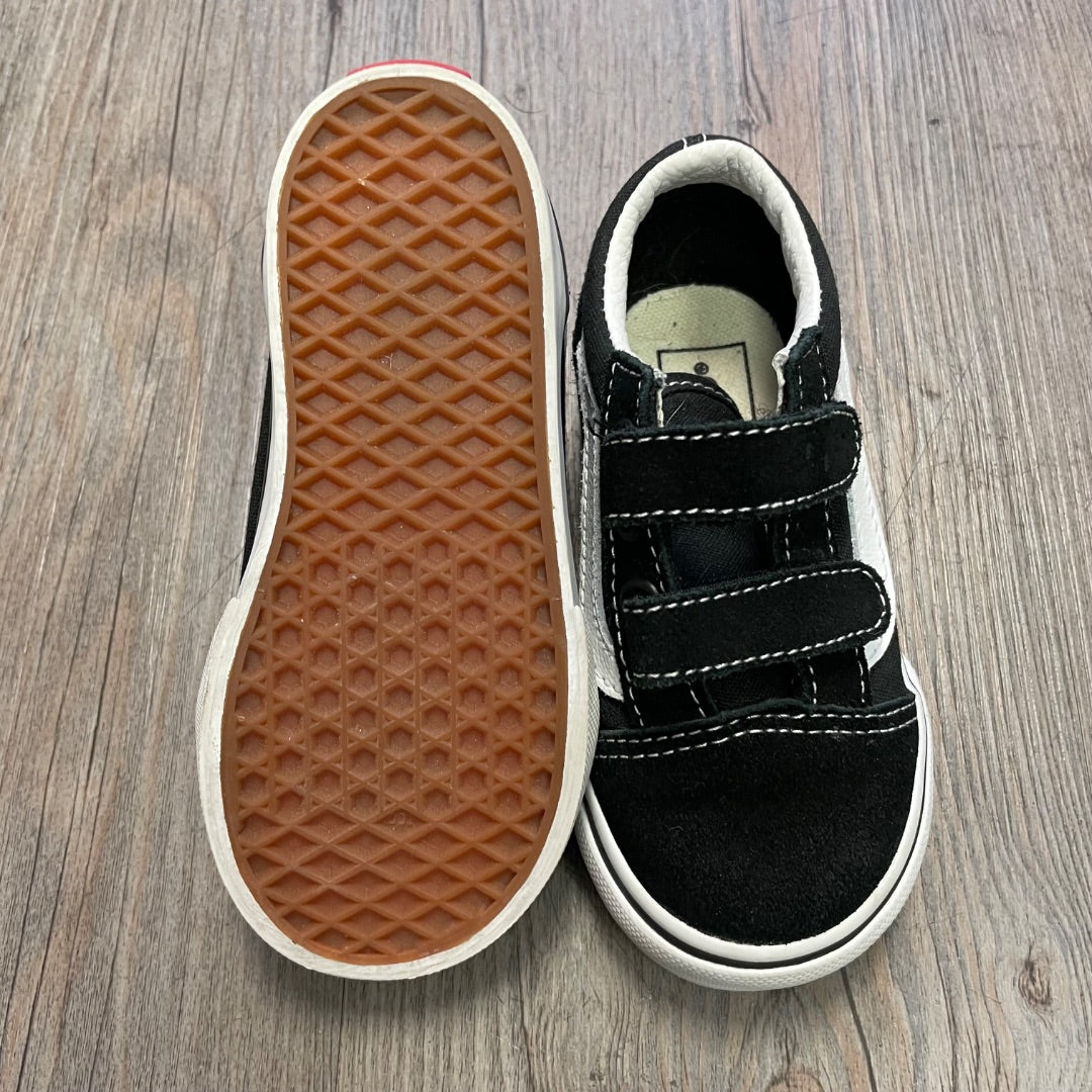 Black Vans Velcro Shoes, 7T