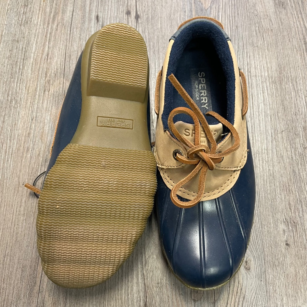 Navy Sperry Salt Water 1 Eye Duck Shoes, 5Y