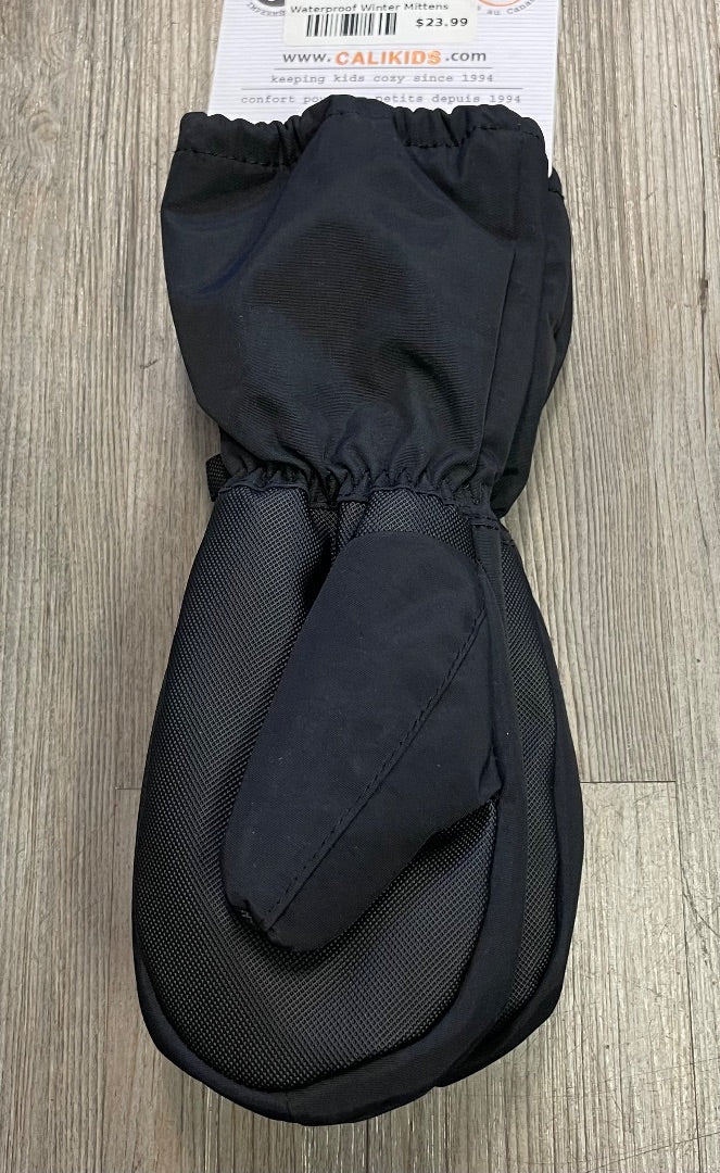 Black CaliKids Waterproof Winter Mittens, 3-5Y